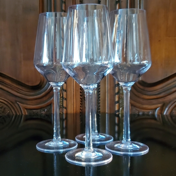 (5pc) 11oz🍷9 1/4" Clear Wine Glass & 1 Pink Metal 2 Handle Bucket - Picture 2 of 16